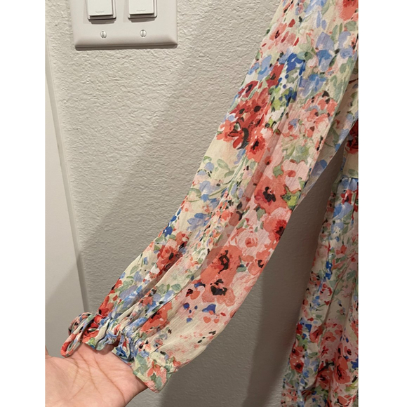 H&M Floral Long Sleeved Sheer Mini Dress - Picture 5 of 7